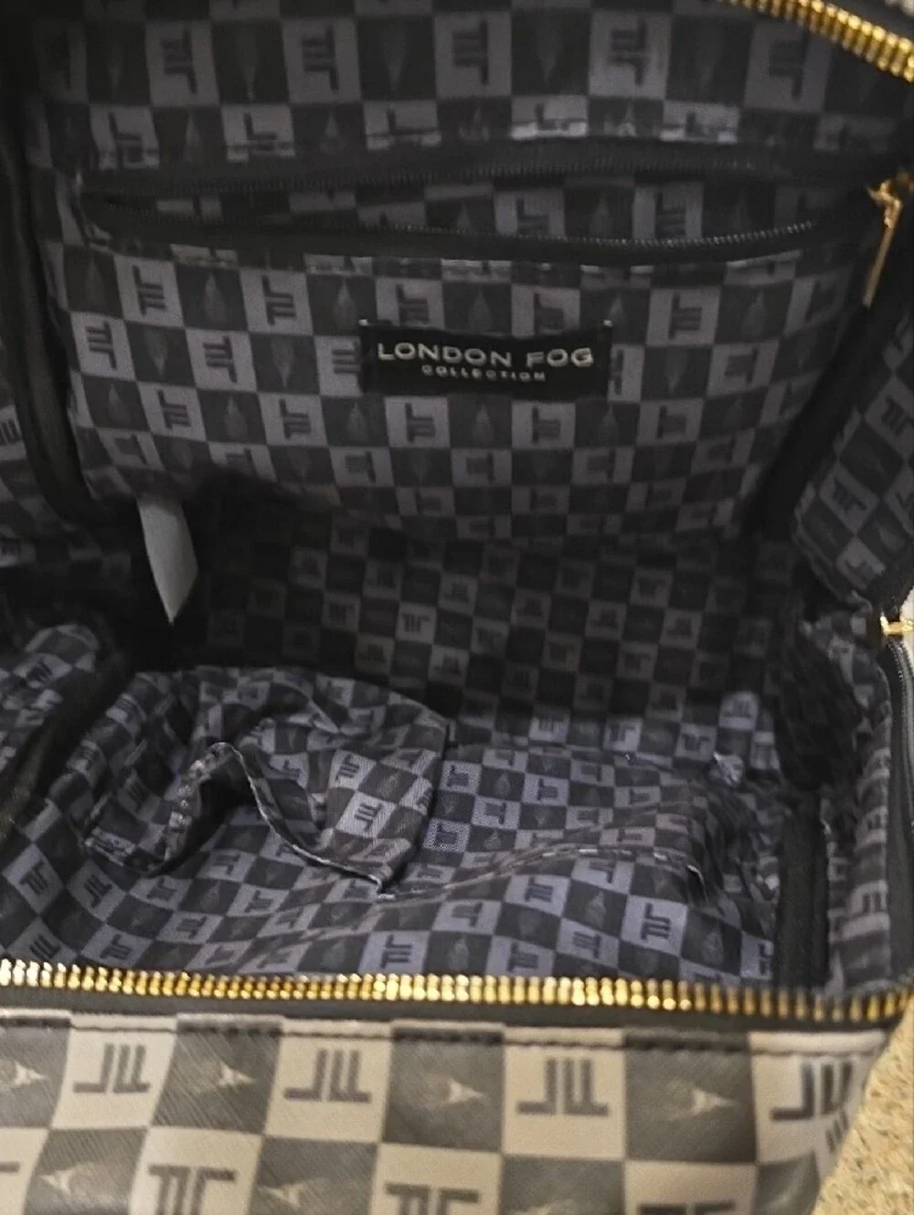 London Fog Black and Gray Logo-Print Men's Backpack